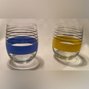 1980’s Libbey Glasses  “Sociables” Roly Poly Glasses Vintage Set of 2